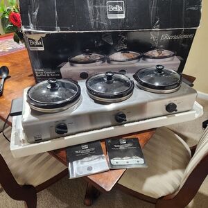 bella Triple Slow Cooker in Black and Silver